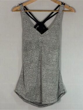 Lululemon Knot Your Typical Tank Pebble Jacquard White Black Blue Tied Sz 6